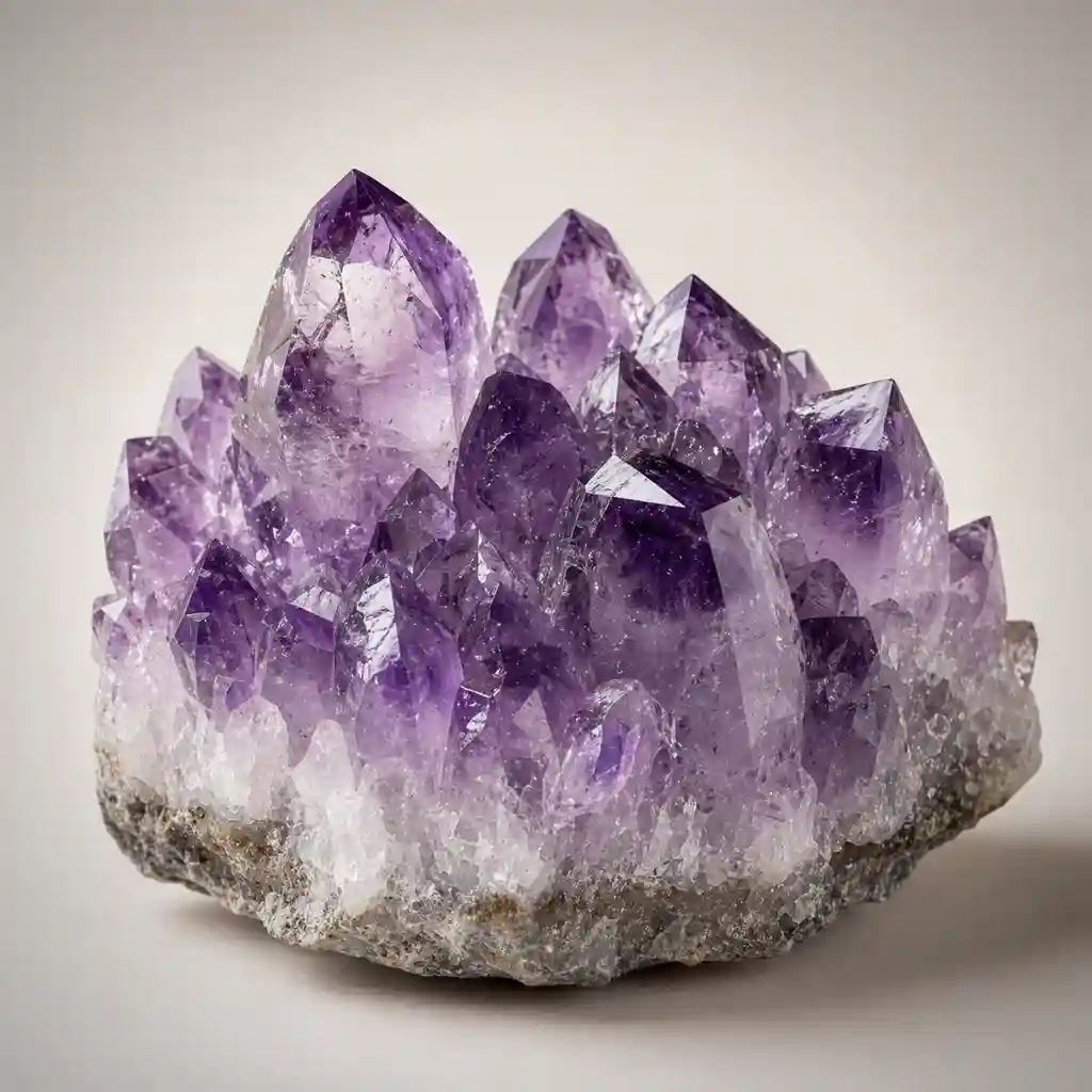 Raw amethyst crystal cluster showing natural violet color zoning