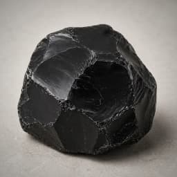 Raw black onyx crystal specimen showing opaque deep black chalcedony, natural mineral texture, and rugged broken surfaces