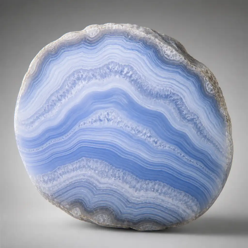 Polished Blue Lace Agate stone with smooth glossy surface