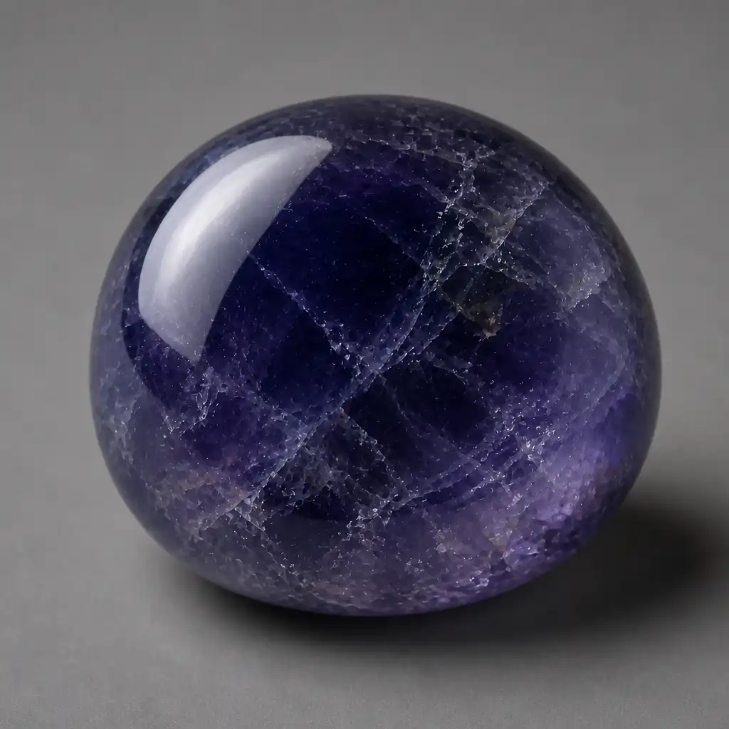 Polished Iolite stone with smooth glossy surface