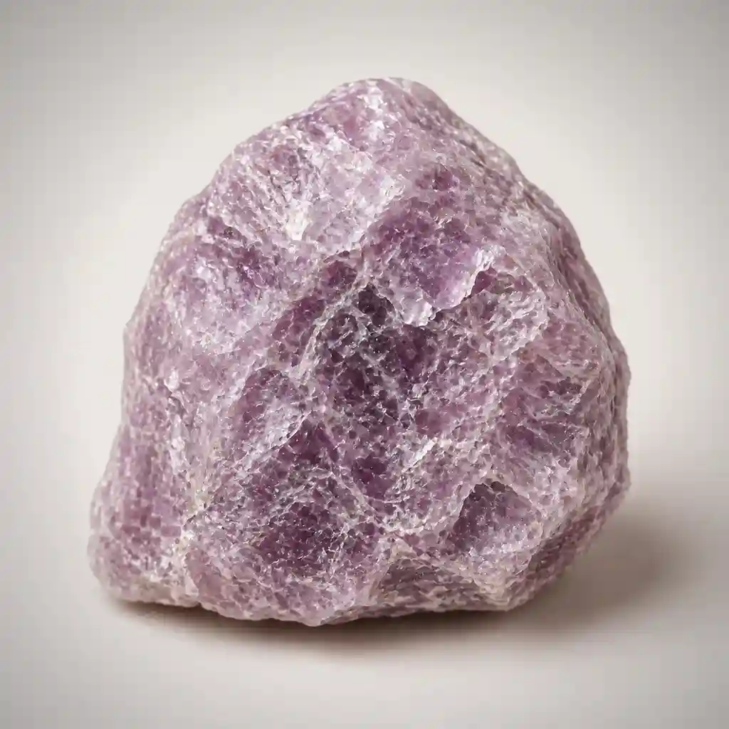 Raw lepidolite crystal specimen showing lilac to lavender mica layers and natural flaky mineral texture