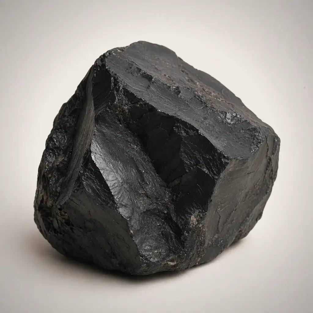 Raw shungite crystal specimen showing matte black carbon-rich texture and grounding mineral character