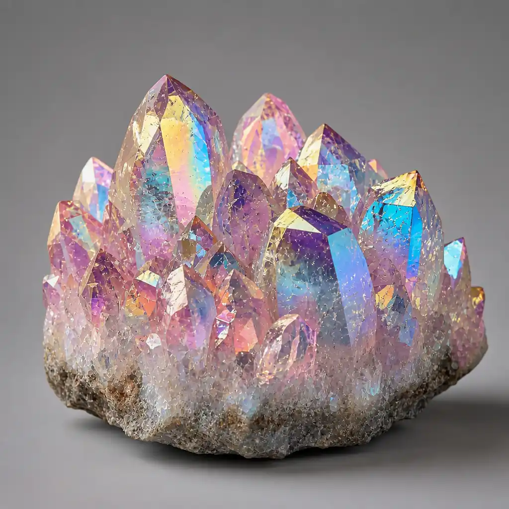 Raw Angel Aura Quartz crystal specimen showing natural mineral texture and coloring