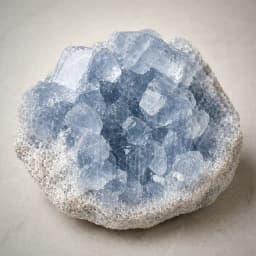 Raw celestite crystal specimen showing pale sky-blue translucent crystals and delicate natural cluster structure