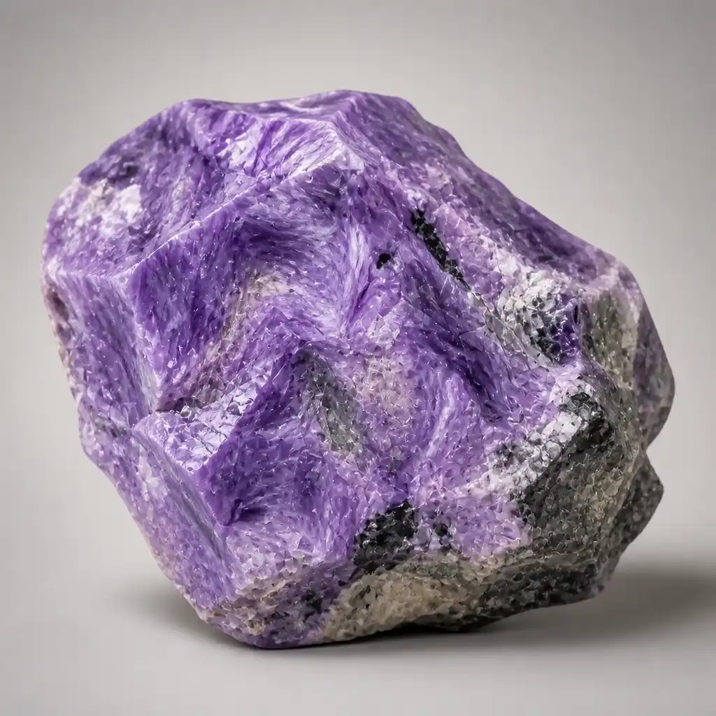 Raw Charoite crystal specimen showing natural mineral texture and coloring