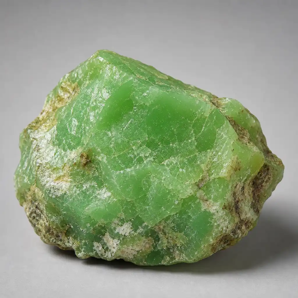 Raw Chrysoprase crystal specimen showing natural mineral texture and coloring