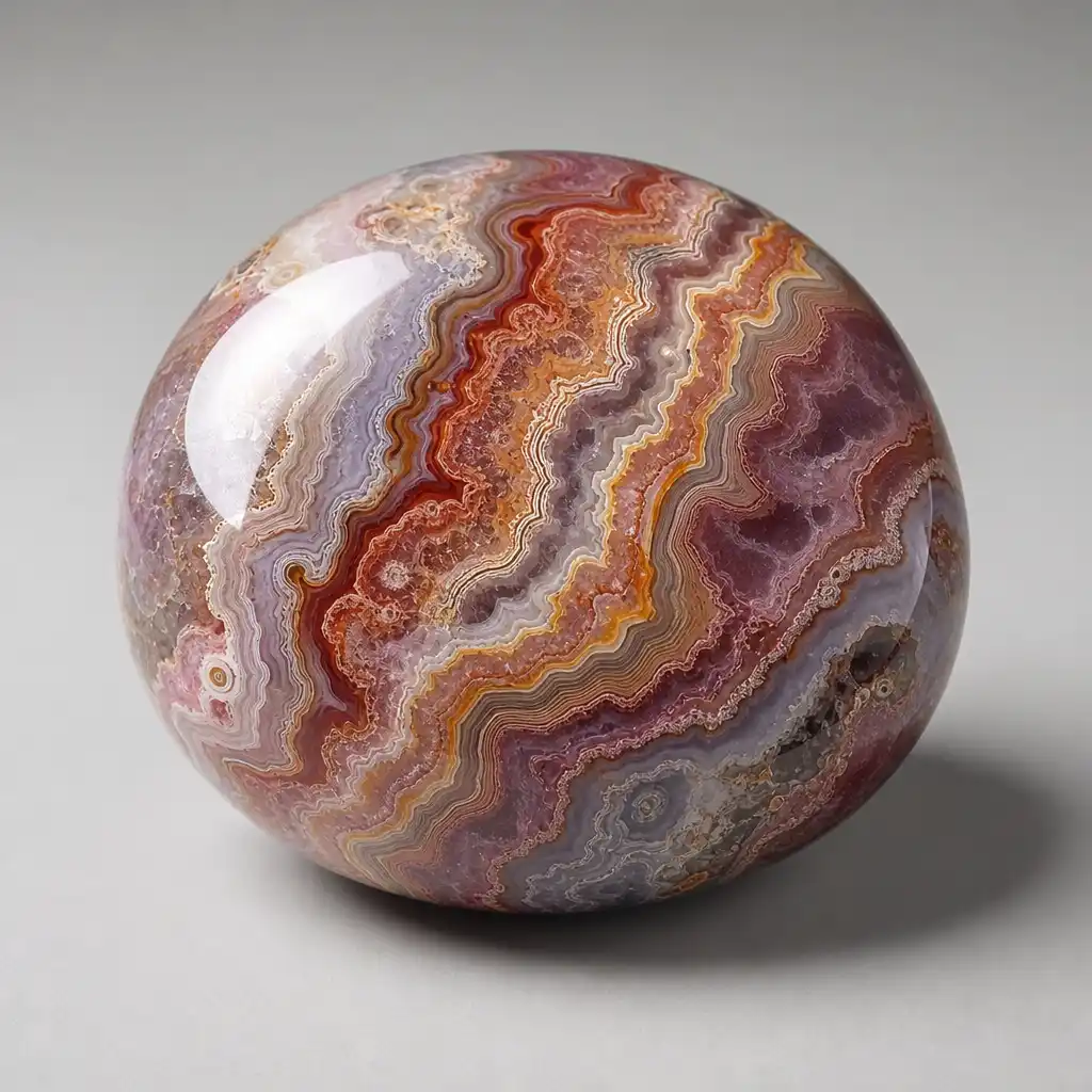 Polished Crazy Lace Agate stone with smooth glossy surface
