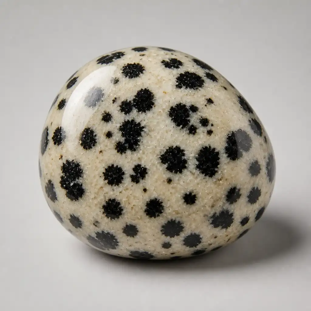 Polished Dalmatian Jasper stone with smooth glossy surface