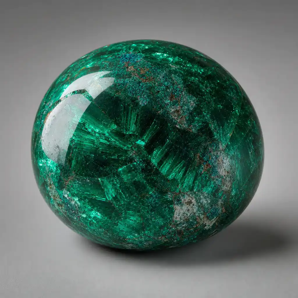 Polished Dioptase stone with smooth glossy surface