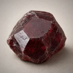Raw garnet crystal specimen showing deep red mineral color, natural crystal faces, and rugged texture
