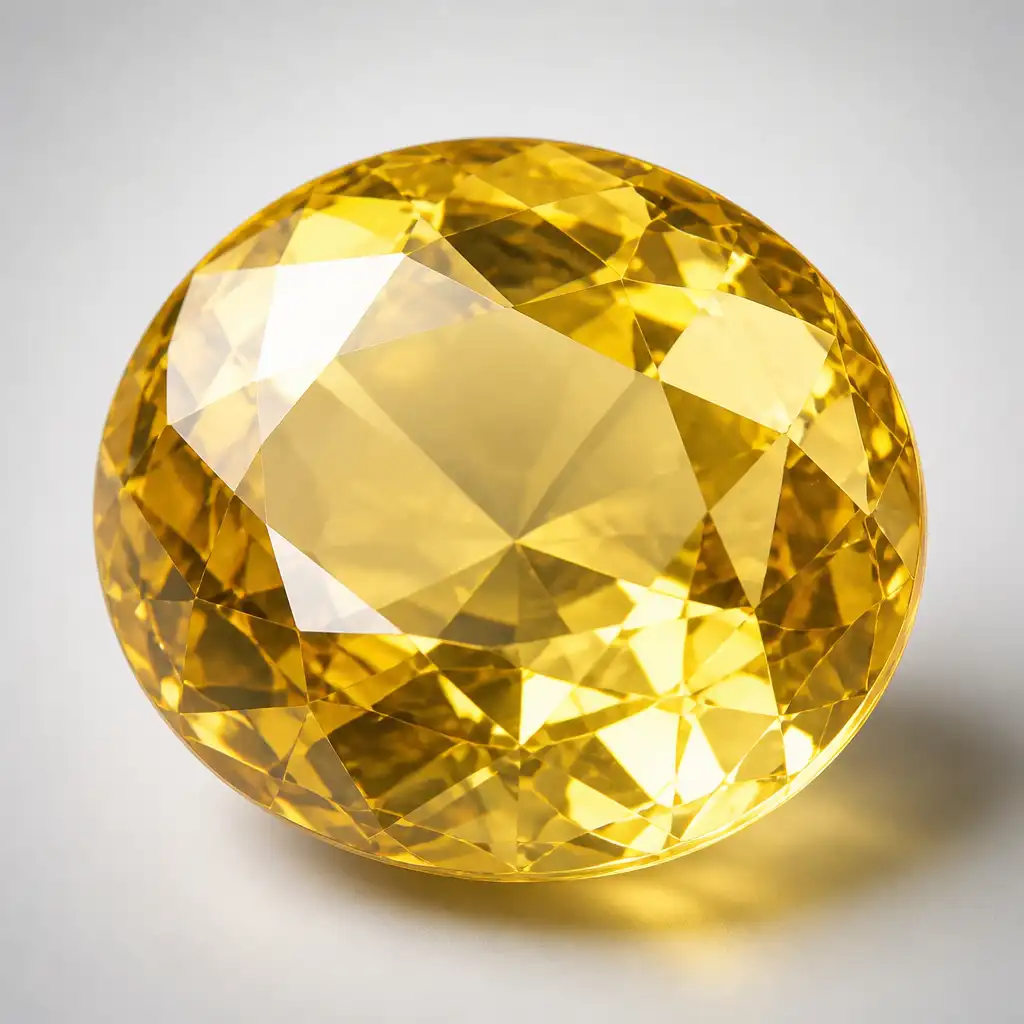 Polished Heliodor stone with smooth glossy surface