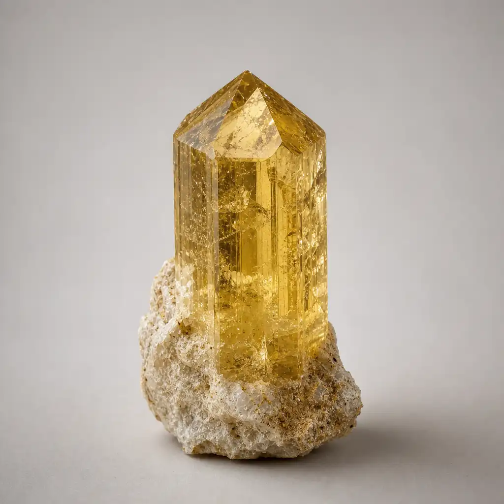 Raw Heliodor crystal specimen showing natural mineral texture and coloring