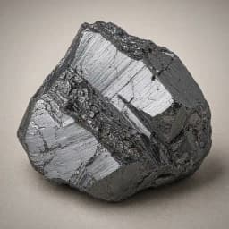 Raw hematite crystal specimen showing metallic silver-grey iron oxide surfaces and rugged mineral texture