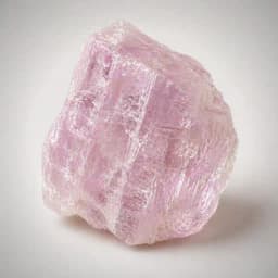 Raw kunzite crystal specimen showing delicate pink-lavender spodumene color and natural mineral texture