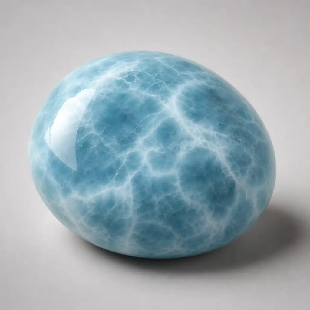 Polished Larimar stone with smooth glossy surface