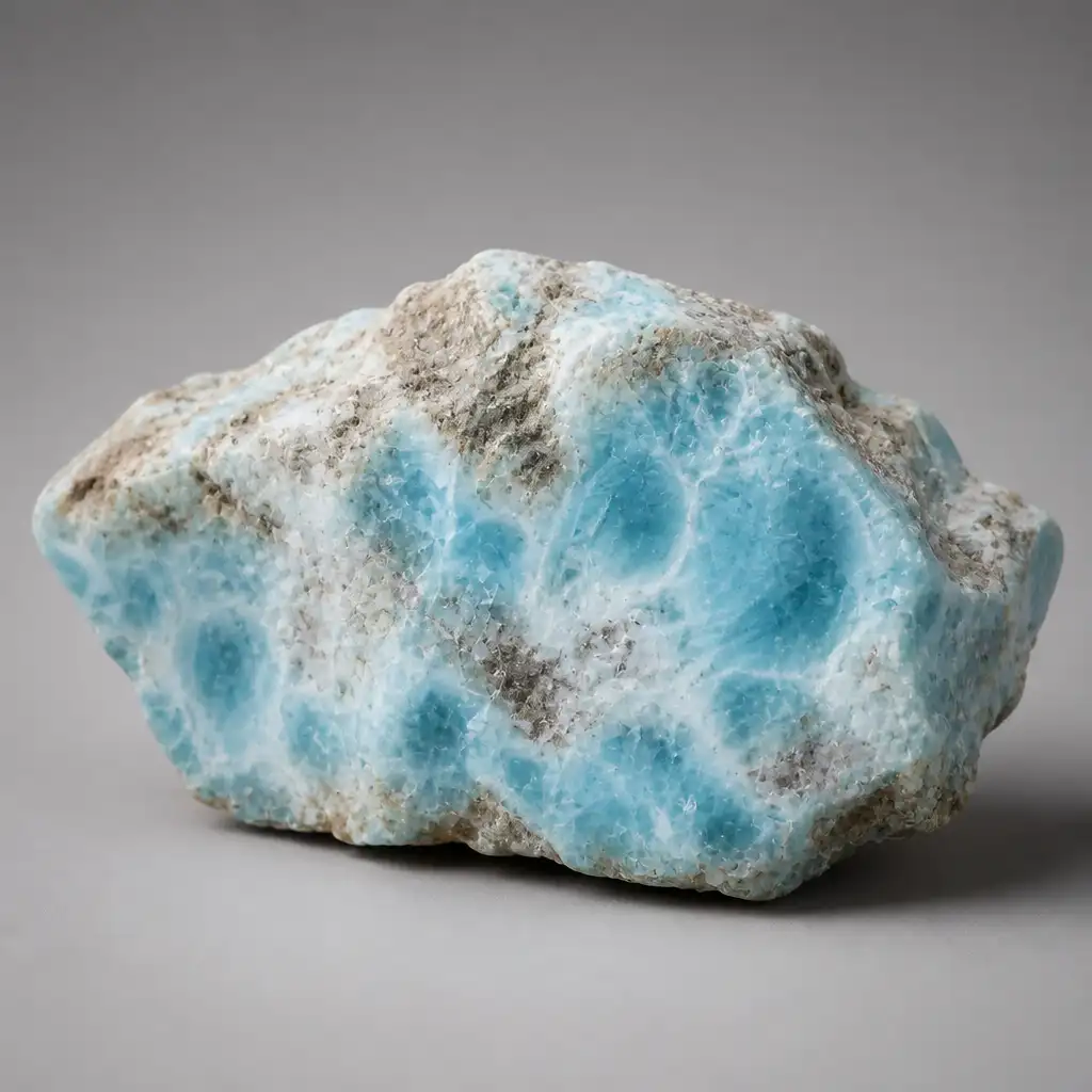 Raw Larimar crystal specimen showing natural mineral texture and coloring
