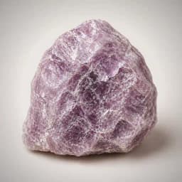 Raw lepidolite crystal specimen showing lilac to lavender mica layers and natural flaky mineral texture