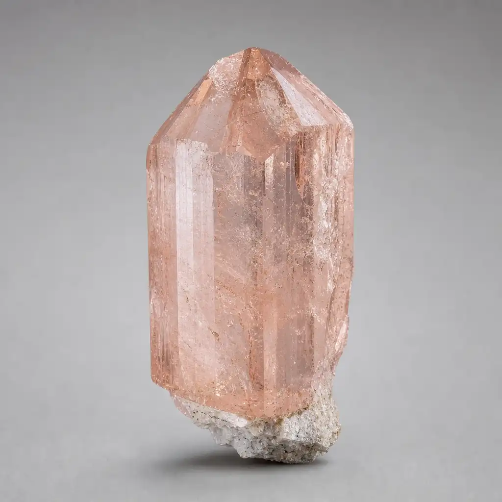 Raw Morganite crystal specimen showing natural mineral texture and coloring