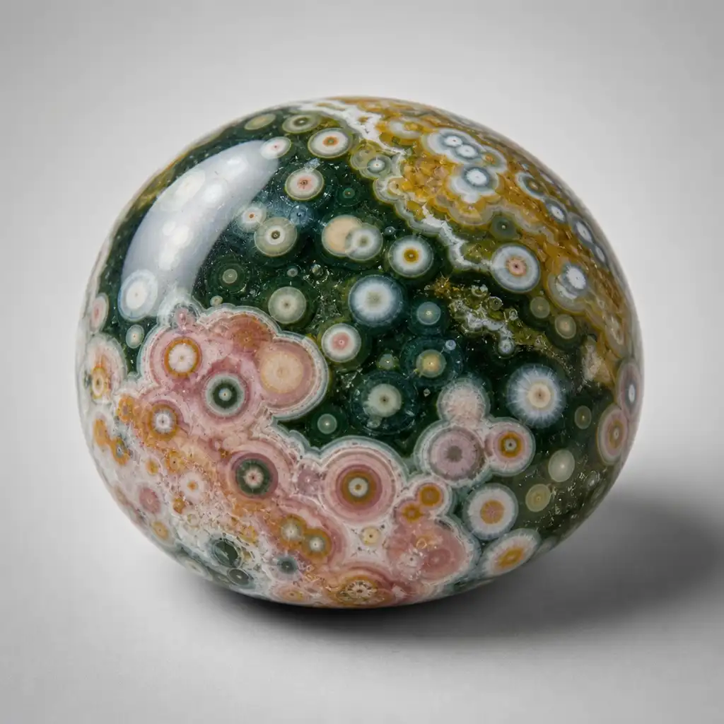 Polished Ocean Jasper stone with smooth glossy surface