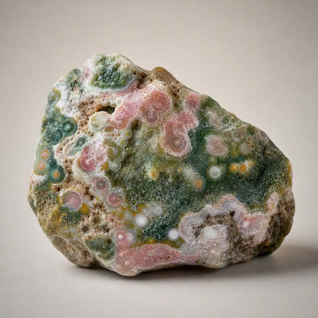 Raw Ocean Jasper crystal specimen showing natural mineral texture and coloring