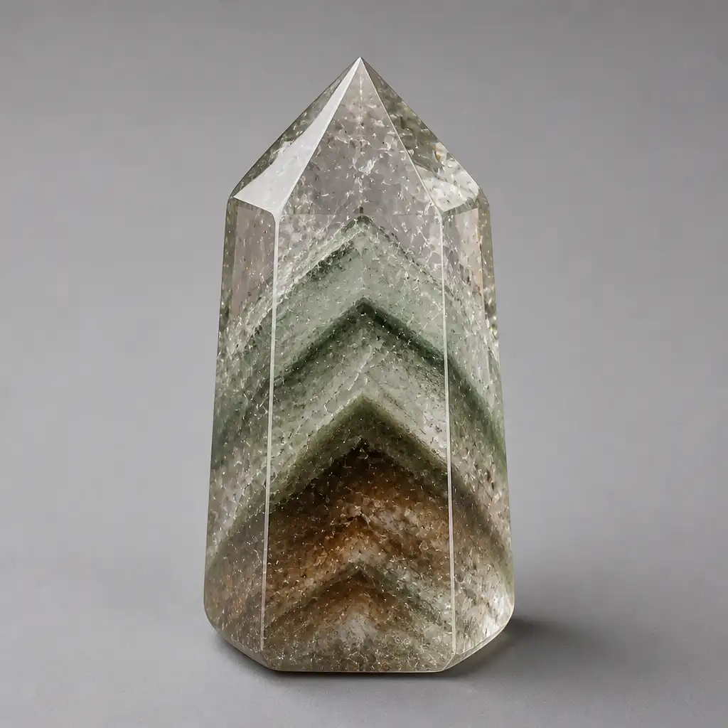 Polished Phantom Quartz stone with smooth glossy surface