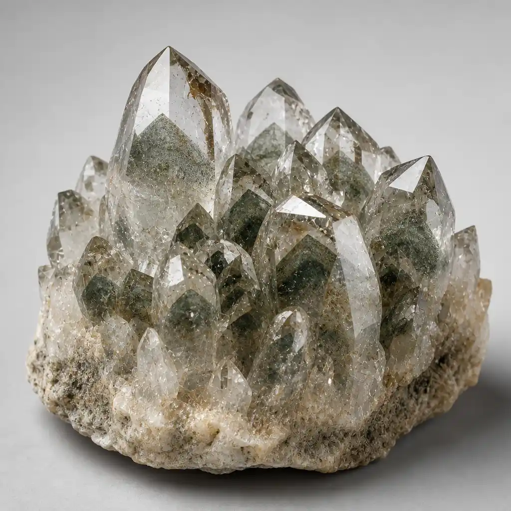 Raw Phantom Quartz crystal specimen showing natural mineral texture and coloring