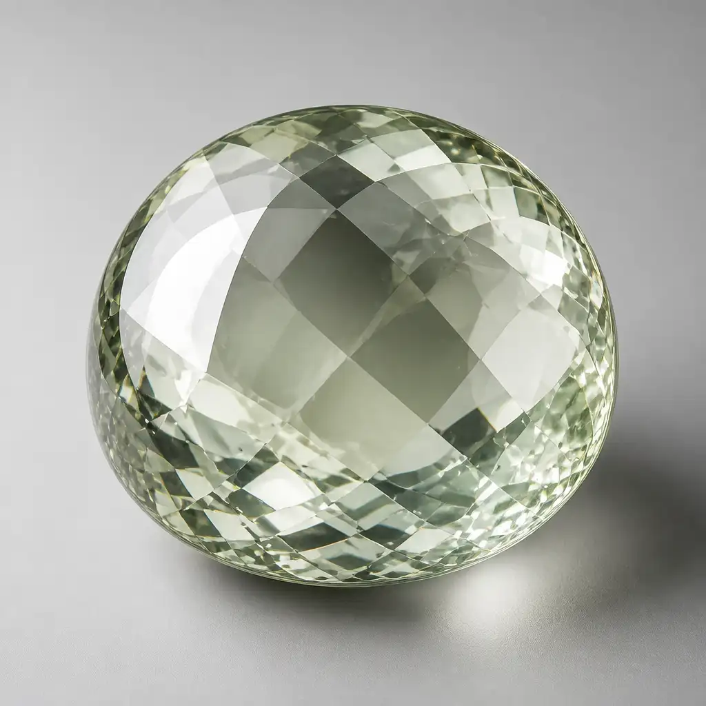 Polished Prasiolite stone with smooth glossy surface