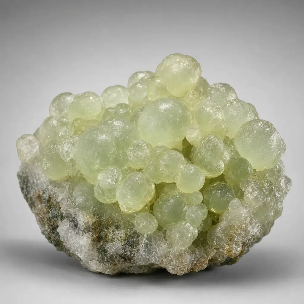 Raw Prehnite crystal specimen showing natural mineral texture and coloring