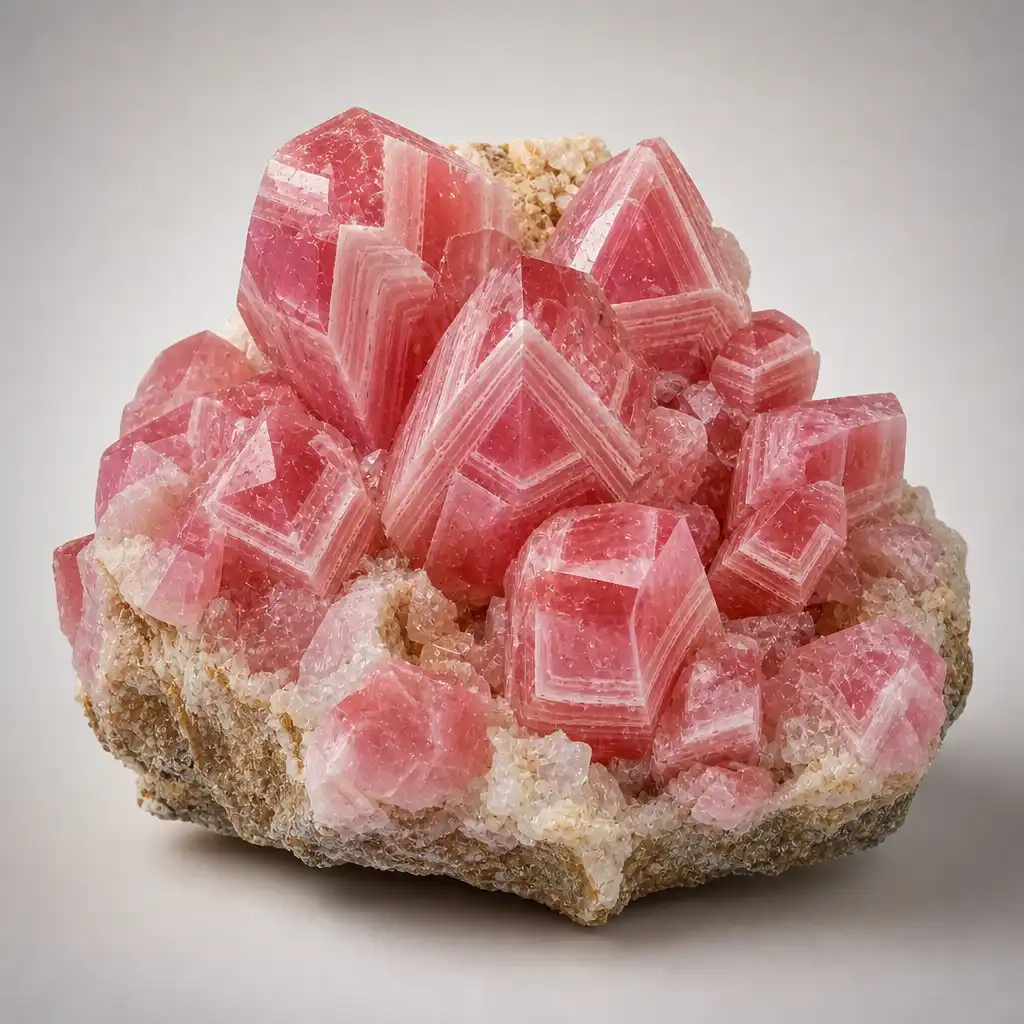 Raw Rhodochrosite crystal specimen showing natural mineral texture and coloring