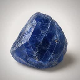 Raw sapphire crystal specimen showing deep royal blue corundum facets and natural mineral texture