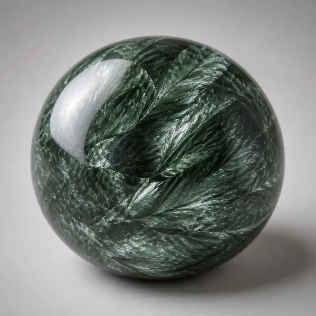 Polished Seraphinite stone with smooth glossy surface