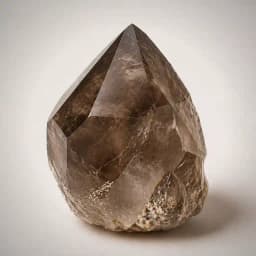 Raw smoky quartz crystal specimen showing translucent smoky brown facets and natural grounding texture