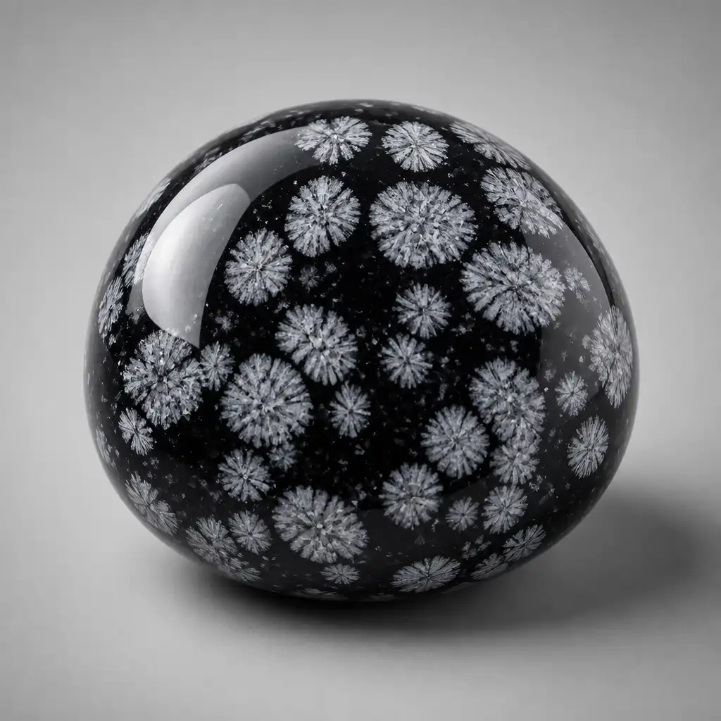 Polished Snowflake Obsidian stone with smooth glossy surface