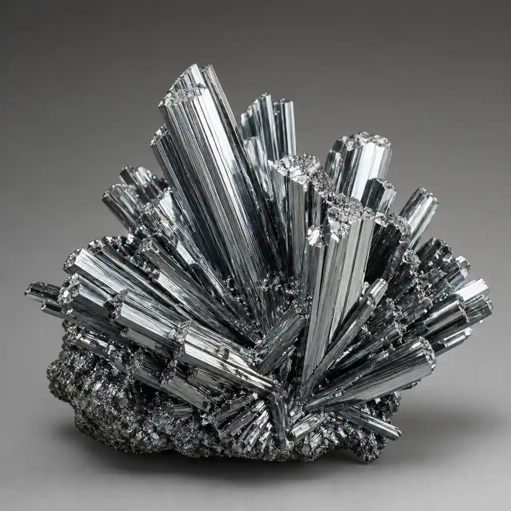 Polished Stibnite stone with smooth glossy surface
