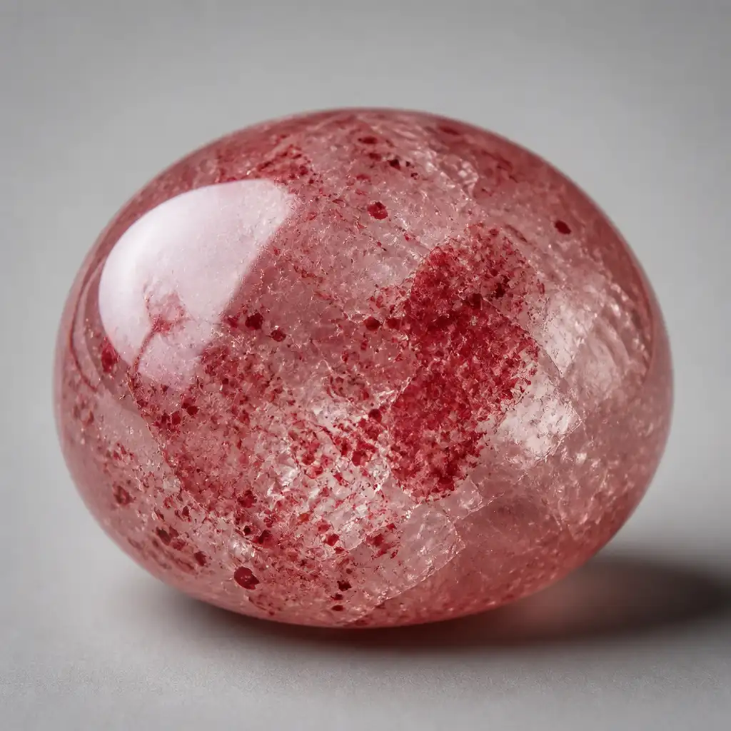Polished Strawberry Quartz stone with smooth glossy surface