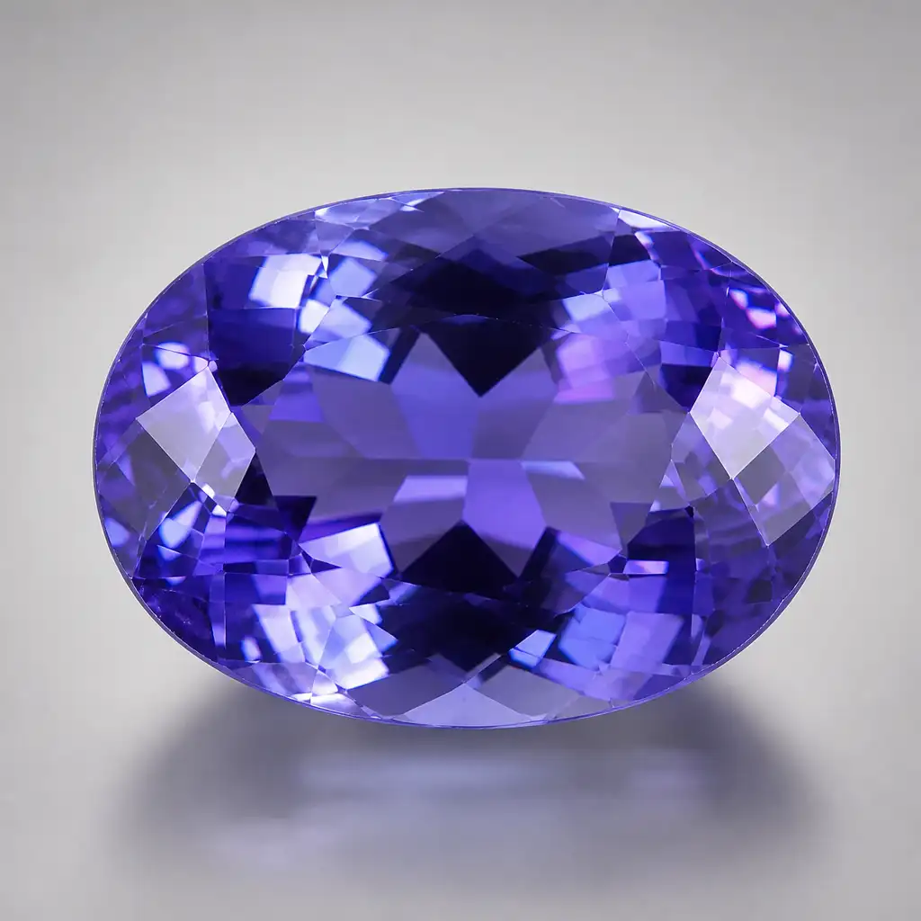Polished Tanzanite stone with smooth glossy surface
