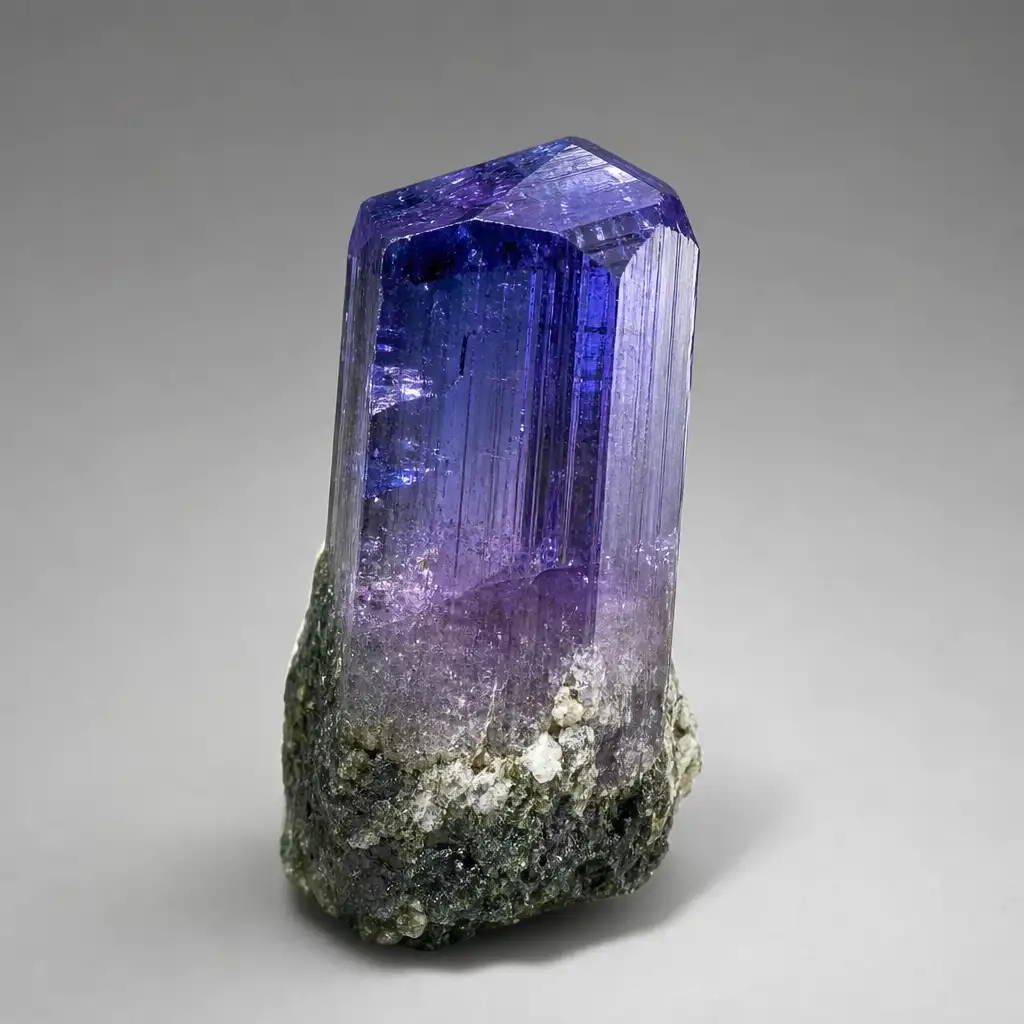 Raw Tanzanite crystal specimen showing natural mineral texture and coloring
