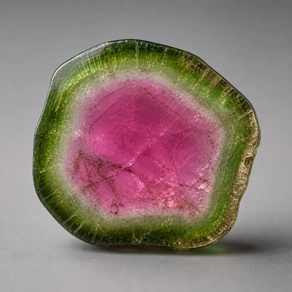 Polished Watermelon Tourmaline stone with smooth glossy surface
