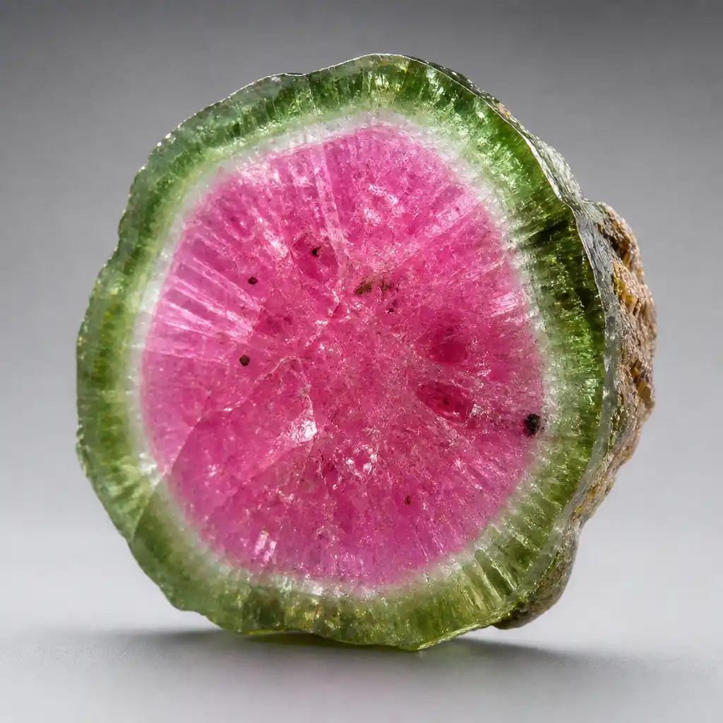 Raw Watermelon Tourmaline crystal specimen showing natural mineral texture and coloring